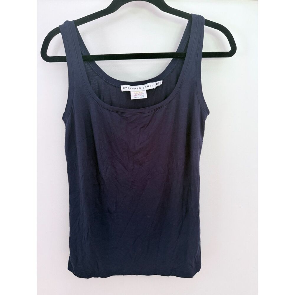 Gretchen Scott Navy Blue Tank Top Size Medium Layering Basic